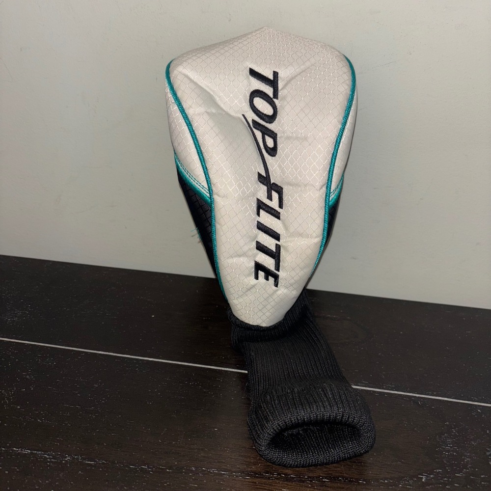 Top Flite Aero | Driver Golf Club Headcover | Black White Teal |‎ Knit Sock